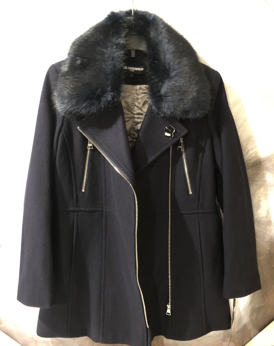 Faux Fur Collar Karl Lagerfeld Paris Wool Coat Fur Collar Karl