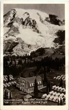 RPPC WASHINGTON STATE PARADISE CAMP MOUNT RAINIER WA AERIAL VIEW POSTCARD D5