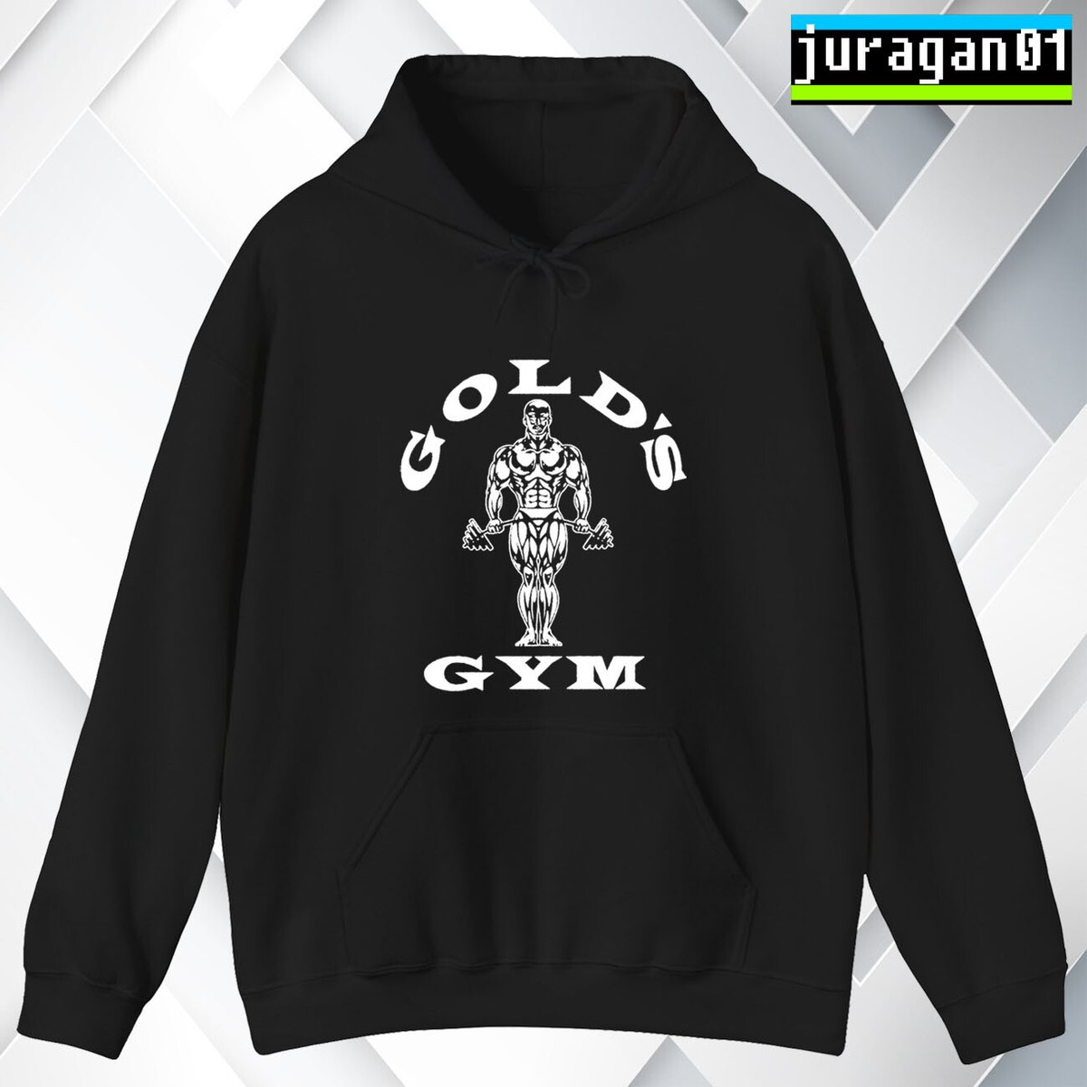 Gold's Gym Hoodie Logo Black n Sport Grey Size S to 5XL Made in