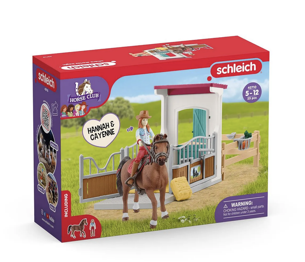 BOX CON HANNAH E CAYENNE cavalli HORSE CLUB miniature in resina SCHLEICH 42710 e