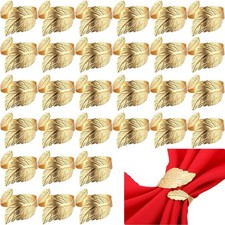 50 Pcs Gold Napkin Rings Metal Leaf Napkin Holders Delicate Rings Bulk for We...