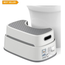 Toilet Stool Squat Adult Bathroom Grip Step Anti-Slip Heavy Duty Off-White Gray
