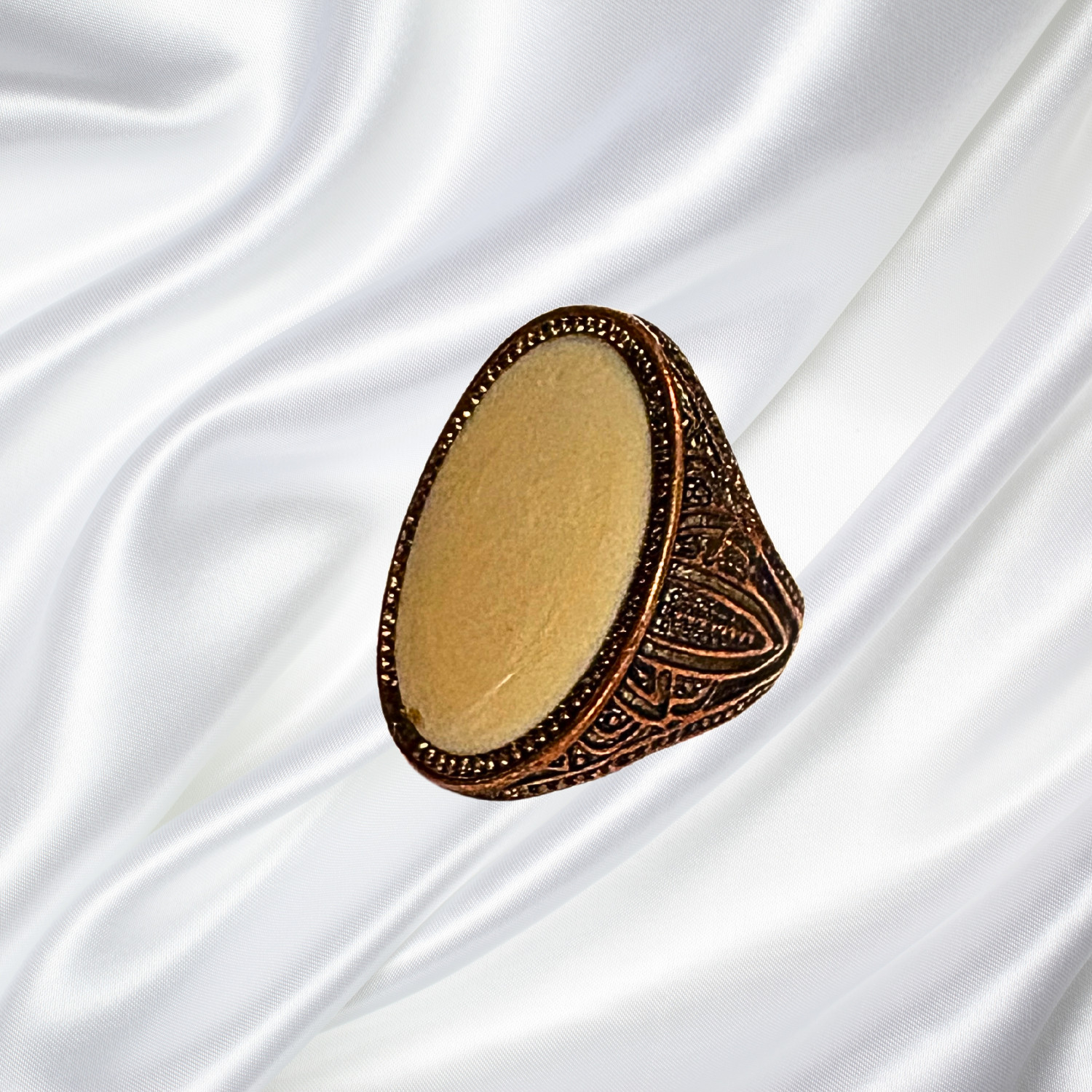 Copper or copper tone Statement Ring with Mother … - image 6