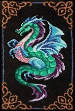 Dragon Latch Hook Rug Kits for Adult, DIY Rug Crochet Making Kits with Pre-Pr...