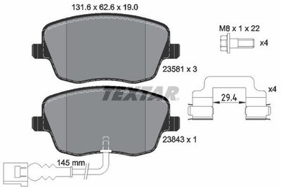 1 x Bremsbelagsatz Bremsbeläge TEXTAR 2358102 für Skoda