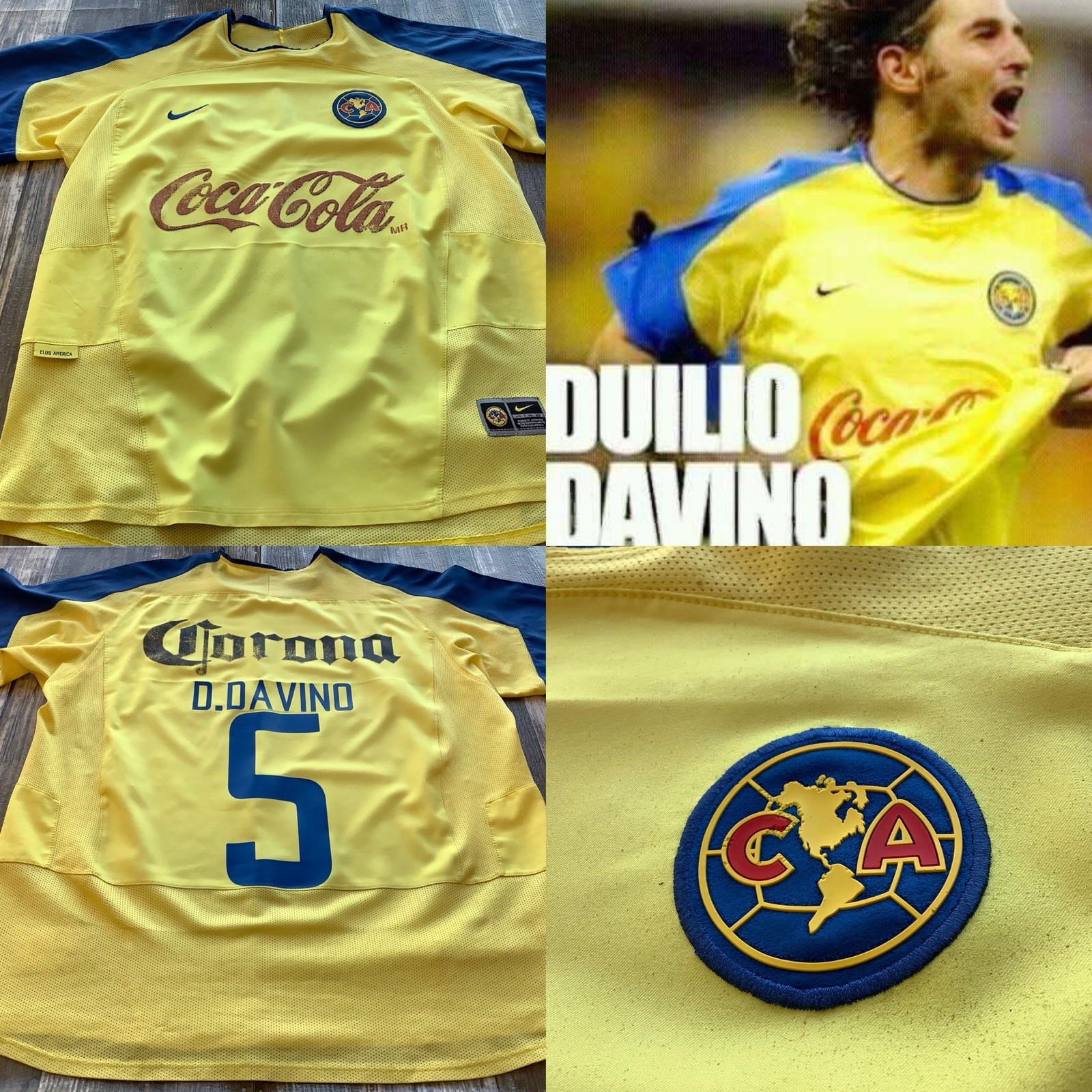 Club America Mexico Futbol Soccer Nike Large Jersey Used Duilio Davino Liga Mx