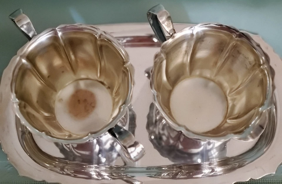 Juego de crema y azucarero abierto Eagle Wm Rogers plateado vintage con bandeja Foto 4 de 4