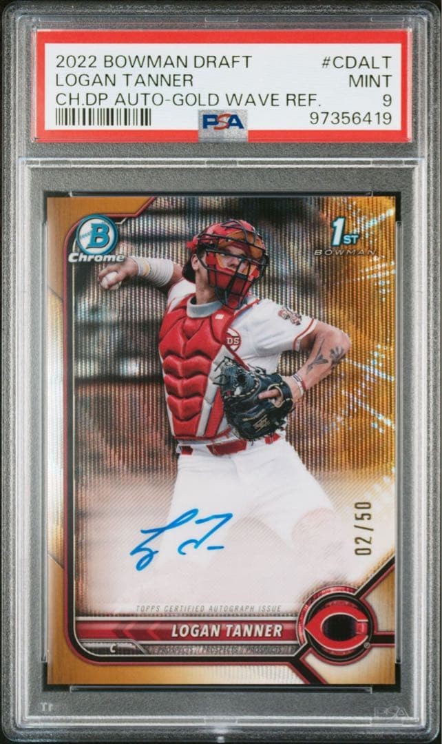 2022 Topps Bowman Chrome Draft Logan Tanner Cincinnati Reds Auto/50Graded #CDALT