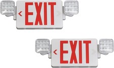 Emergency Exit Signs With Lights Hardwired Battery Backup - 2-pack
