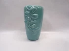 Vintage Haeger Pottery Dogwood Floral Vase Blue / Aqua 8" Tall