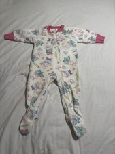 VTG Gerber Pastel Print Sleeper Pajamas Size 2T Teddy Bears Cupcakes Baking