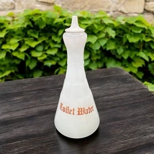 Vintage White Clambroth Milk Glass Bottle Antique Barber 'Witch Hazel' w/Stopper