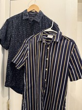 Two Men's Medium Short Sleeve Button Down Collared Shirts