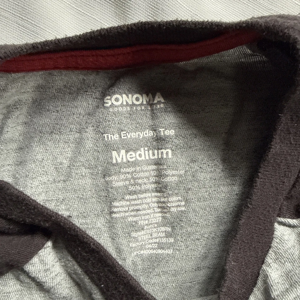 Camiseta Sonoma cinza e preta manga longa casual masculina tamanho médio - Imagem 2 de 3