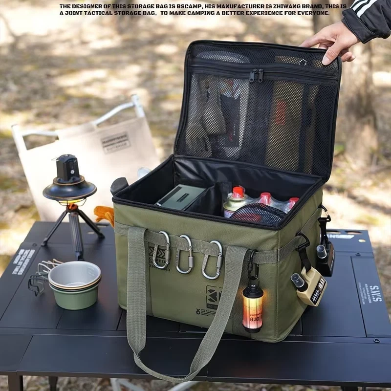 Caja de almacenamiento 30L para picnic camping - Bolsa grande plegable para utensilios de cocina táctica al aire libre Foto 3 de 4