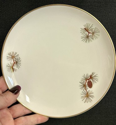 Fukagawa Arita Gold Rim & Pine Cones Set Of 4 Salad Plates 6-1/2  Japan