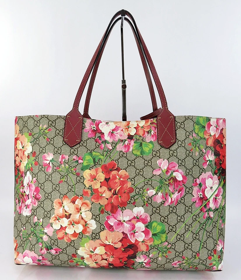 Auténtico Bolso de Mano GUCCI Blooms Flor Roja GG Lona PVC Reversible #61992 Foto 3 de 4