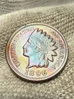 1896 Indian Head Cent RED High Grade AU++++++ Toned Type Coin