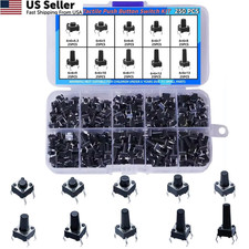 EGSCST 250PCS 10 Values 6x6mm Tactile Push Button Switch Assortment Kit 4...