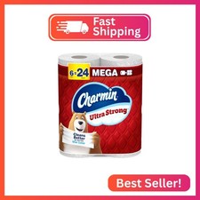 Charmin Ultra Strong Toilet Paper, 6 Mega 24 Regular Rolls, 2-Ply, White