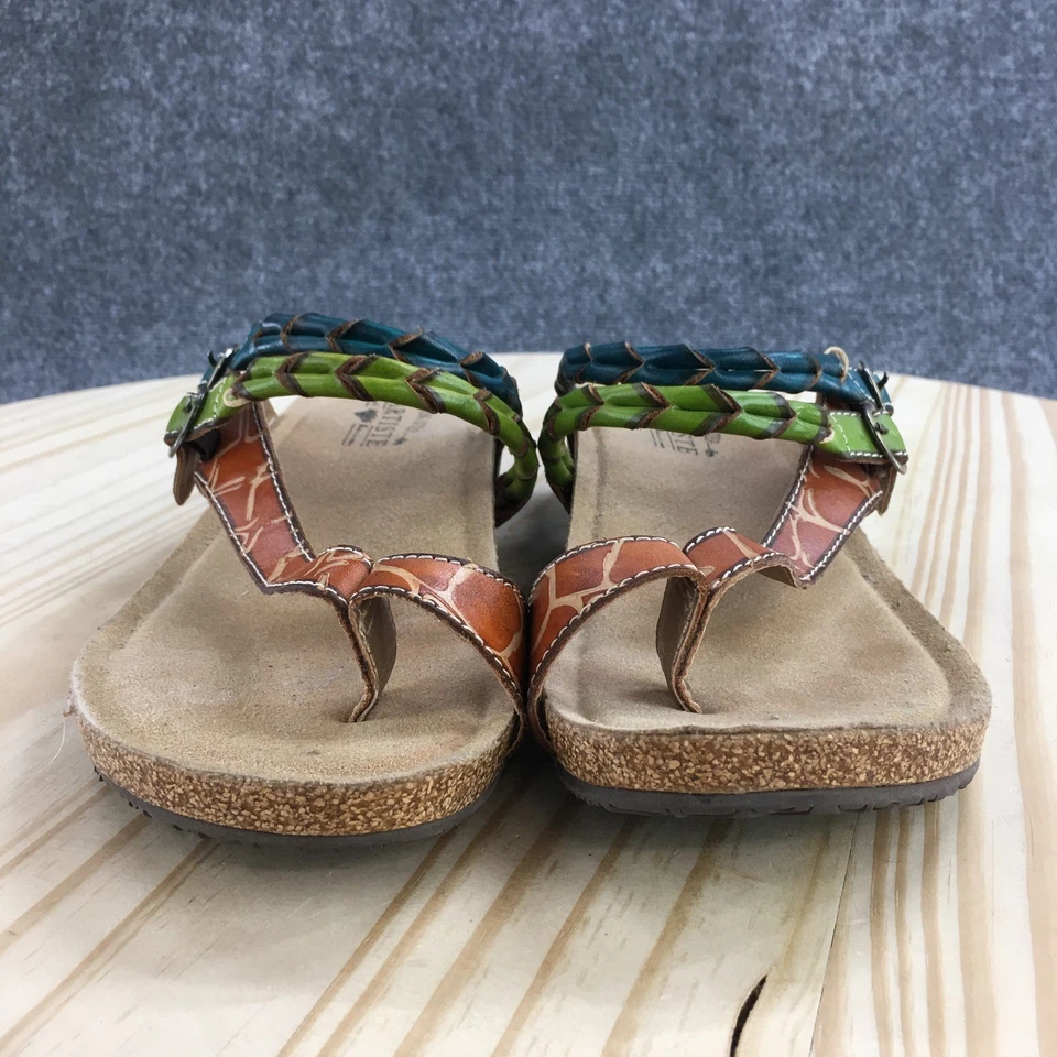 L’Artiste by Spring Step Sandals Womens 40 Multicolor Thong Leather Cork Casual - Image 4 of 4