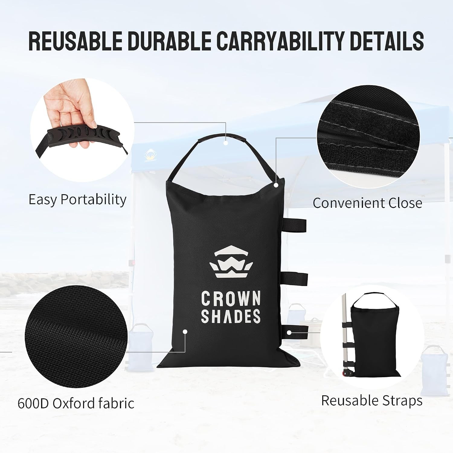 как выглядит Heavy-Duty Canopy Sand Bags Set of 4 - 120 LBS Windproof Design in Black фото
