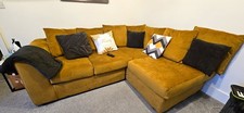 Velvet Gold 4-Seater Corner Sofa with Chaise, Solid Contemporary/Modern 200cm