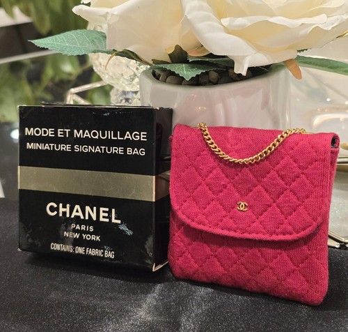 CHANEL Micro Mini Nano Micro Red Flap Quilted Jersey Bag Gold Chain w/Box