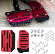 2PCS Non-Slip Car Pedal Covers, Automatic Transmission Gas Pedal Brake Pedal-Red