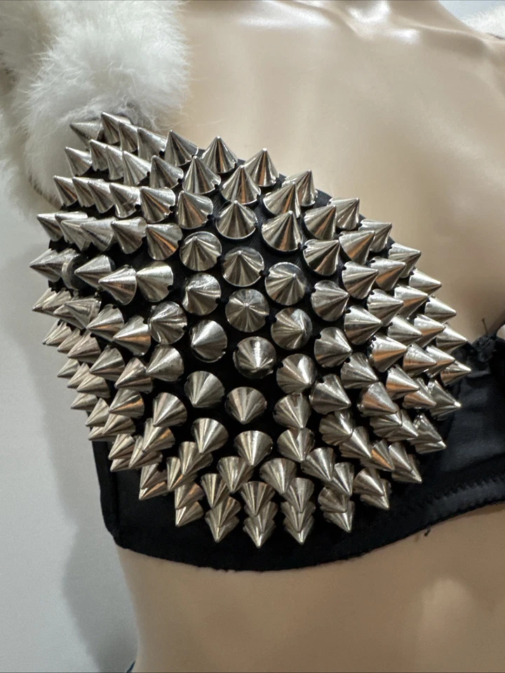 Pleasure Bound Studded Spikes Bra Lingerie Size 34B Push up Faux Leather - Image 3 of 4