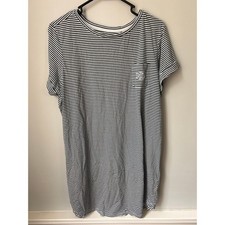 Lauren Ralph Lauren Navy White Striped Pocket T-Shirt Dress L Monogram Short Slv