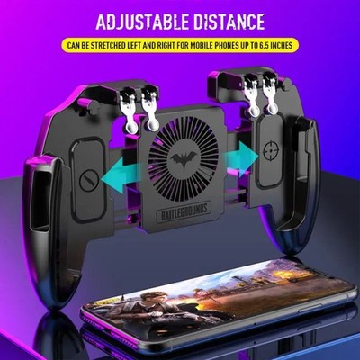 Six-Finger Mobile Game Controller w/ Cooling Fan for iOS Android PC Gaming