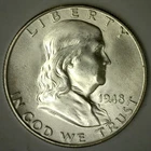 1948 D Franklin Silver Half Dollar US Coin Uncirculated Denver Mint 50c