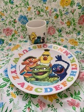 Vintage Sesame Street NHP Artisan Ware 70s Melamine Plate Cup Muppet Grover