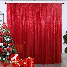 4x7ft Red Sequin Backdrop Curtain Glitter Wedding Photo Booth Wall Background