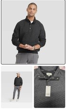 The NWT Goodfellow  Co Men's Quilted Snap Pullover Sweatshirt in Grey, Size M