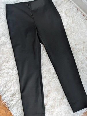 LOFT Women's Black Side Zip Ankle Pants with Gold Zipper Detail, Size 10