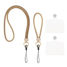 Phone Lanyard, Polyester Detachable Wrist Strap with Phone Patches, Gold