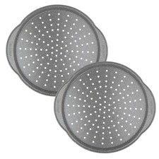 Image of Salter Pizza Pan Tray 2 Pack Non-Stick with Handles Perforated Crisper Base 37cm