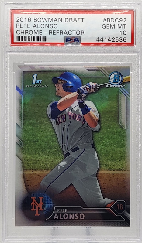 PSA 10 Pete Alonso 2016 Bowman Draft 1st Chrome Prospect Refractor #BDC-92