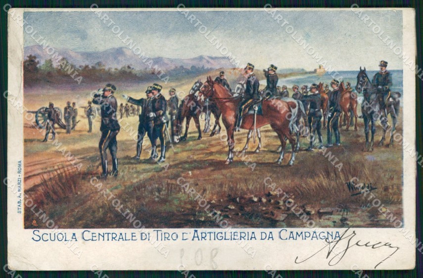Militari Scuola Tiro Artiglieria Campagna PIEGHE STRAPPINO cartolina XB6121