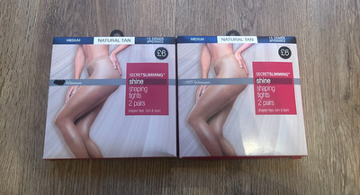 Marks & Spencer Secret Slimming Shine Tights 15 Denier M 2 x 2 Pack NATURAL TAN