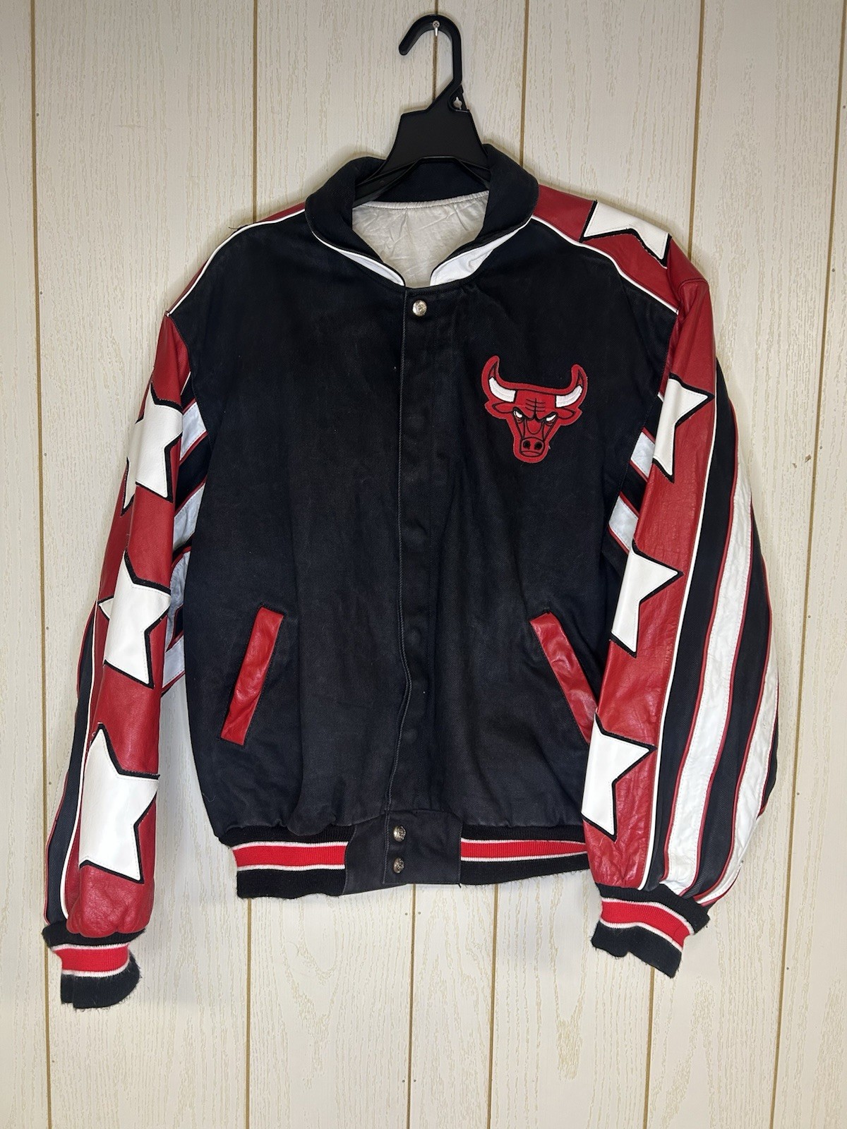 VINTAGE Chicago Bulls Jeff Hamilton Jacket Mens XLarge Reversible Leather Cotton