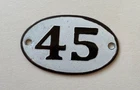 Vintage Enamel Porcelain Locker Number 45 Door Sign