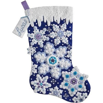 Bucilla 18'' Filz Weihnachten Strumpf Kit-Glitzernde Schneeflocke