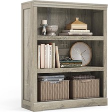 3-Tier Bookshelf Small Wood Display Storage Shelves Farmhouse Bookshelf Home