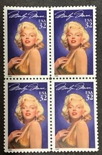 US 32c Marilyn Monroe Purple Gold MNH Block of 4 Celebrities Scott # 2967 