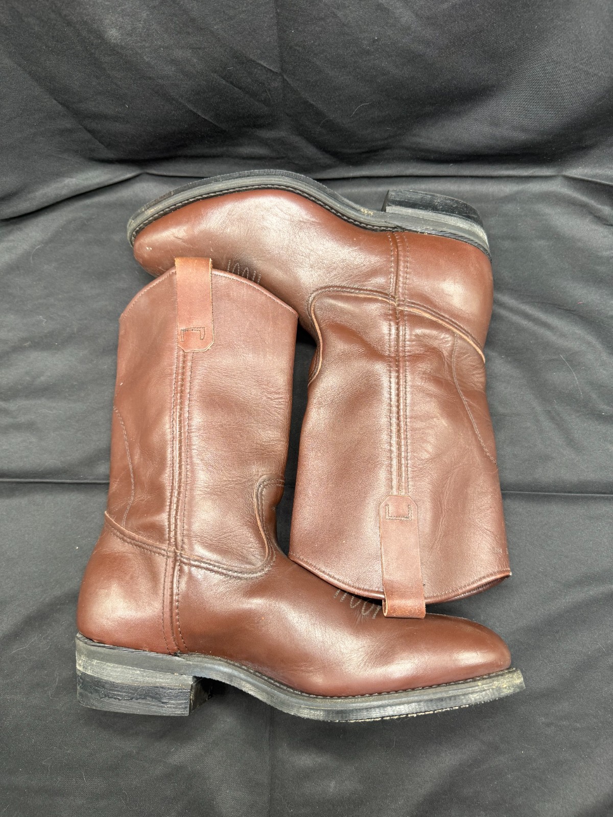 Vintage Red Wing Pecos Brown Leather Harness Pull on Western Work Boots Size 9EE