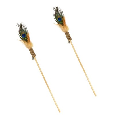 2Pcs Cat Teaser Toys Cat Playthings Wooden Rods Pet Cat Playthings