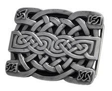 Buckle Rage Men's Celtic Endless Knot Braided Art Design Belt Buckle Black